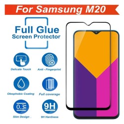 vexclusive® Tempered Glass Screen Protector for Samsung Galaxy M20 with Edge to Edge Coverage Pack of 1 (Black)