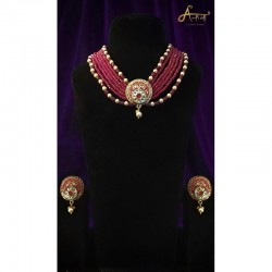 Anaghya Kundan  Set With Ruby Beads For Formal Occasions For Girls Nd Women