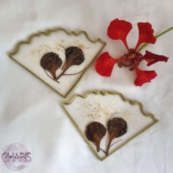 Decor Hibiscus Irregular Agate Coasters 2 Pieces
