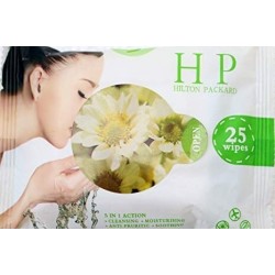 Hilton Packard Green Cleansing Moisturizing Refreshing Green Facial Wet Wipes Tissues 25 Pcs