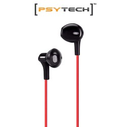 PSYTECH 4D Wired Headsets with Mic and in-Line  Music Controller red