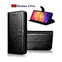 Realme 3 Pro Leather Flip  Cover Black / Brown / Blue