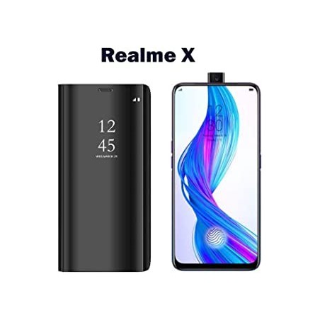 Realme X Clear View Mirror  Flip Cover Black / Blue