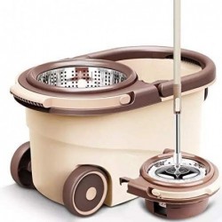 Spin Mop With Bucket, Stainless Steel Wringer And Mop Hat, 2 Refills,