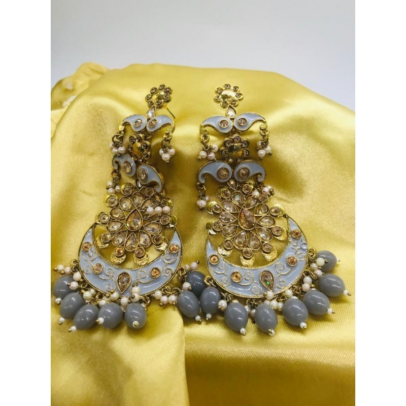Flipkart.com - Buy RAJ JEWELLERY Traditional Wedding Grey Color Oxidized  big Jhumka Earrings for Girls Alloy Jhumki Earring Online at Best Prices in  India