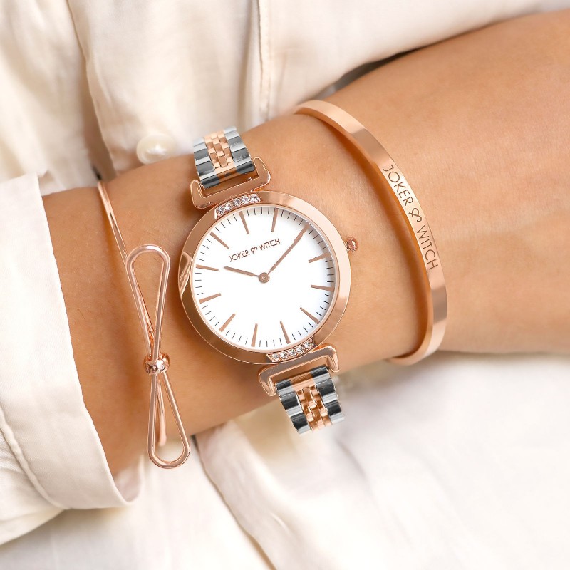 Buy Joker & Witch Nebula White Dial Round Analog Watch With Rose Gold Strap  For Women online