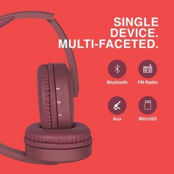 Fingers Beaute Wireless Headset with FM Radio & 17 hrs Playback time Mocha Maroon