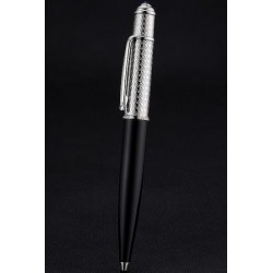 Cartier Black Barrel Silver Cap Ballpoint Pen All metal  Casing High Quality Lovely Birthday Gift PE050