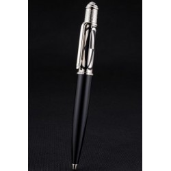 Cartier Unique Design Black And Silver Cap Black Barrel  Ballpoint Pen Silver Tip Timeless Aesthetic PE047