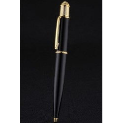 Cartier Black Ballpoint Pen Gold Decorated Stunning  Finish Promotion Anniversaries Celebrates PE049