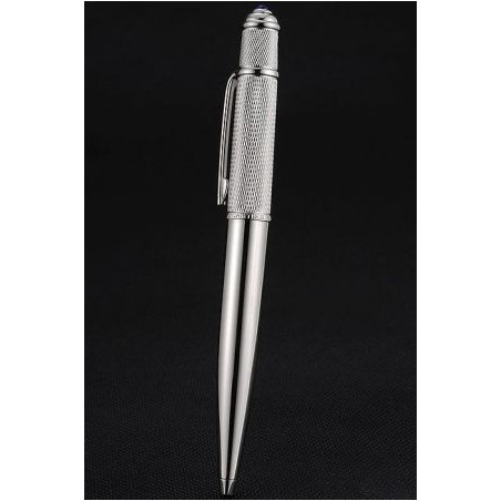 Cartier Silver Ball Point Pen Fake Blue Dome  Engraving Cap Fashion Luxury Celebrity Style PE056