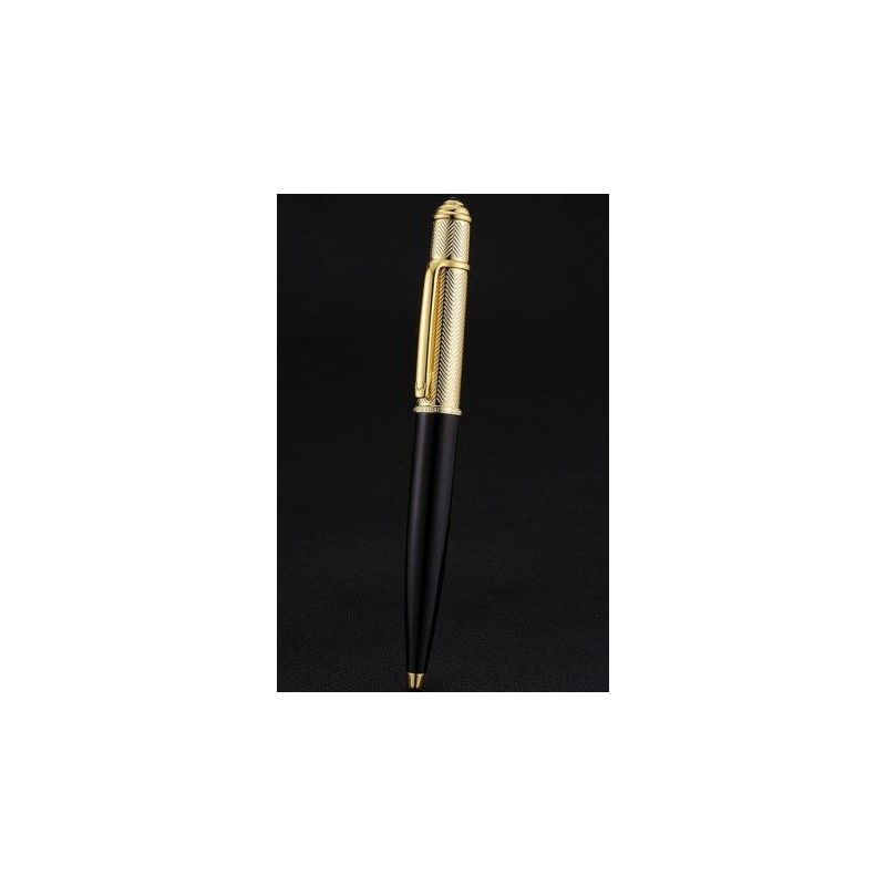 Cartier Black Holder Yellow Gold Cap Ballpoint Pen  Replica 2017 New Design Wonderful Gift PE059