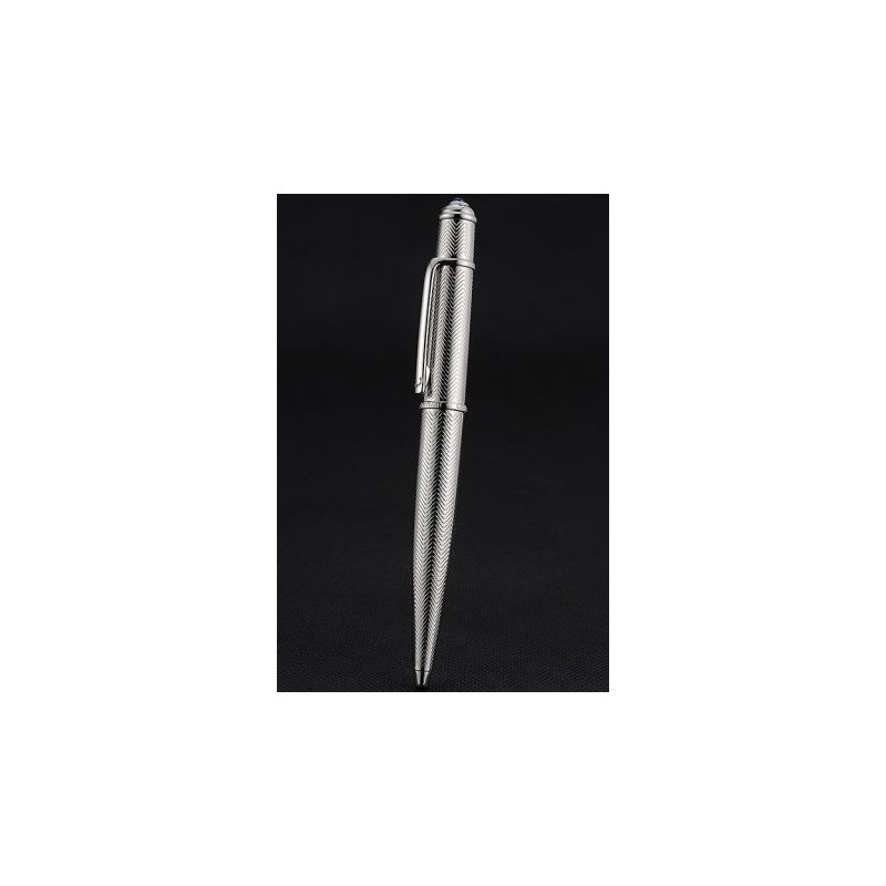 Cartier Replica Wave Engraving Silver Chrome Finish  Ballpoint Pen Professional Writing Tool PE061