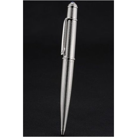 Cartier Replica Wave Engraving Silver Chrome Finish  Ballpoint Pen Professional Writing Tool PE061