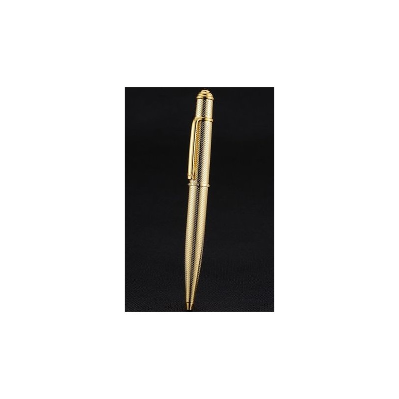 Cartier Luxury Wave Pattern Gold Retractable Ballpoint  Pen Sophisticated Twist Mechanism PE062