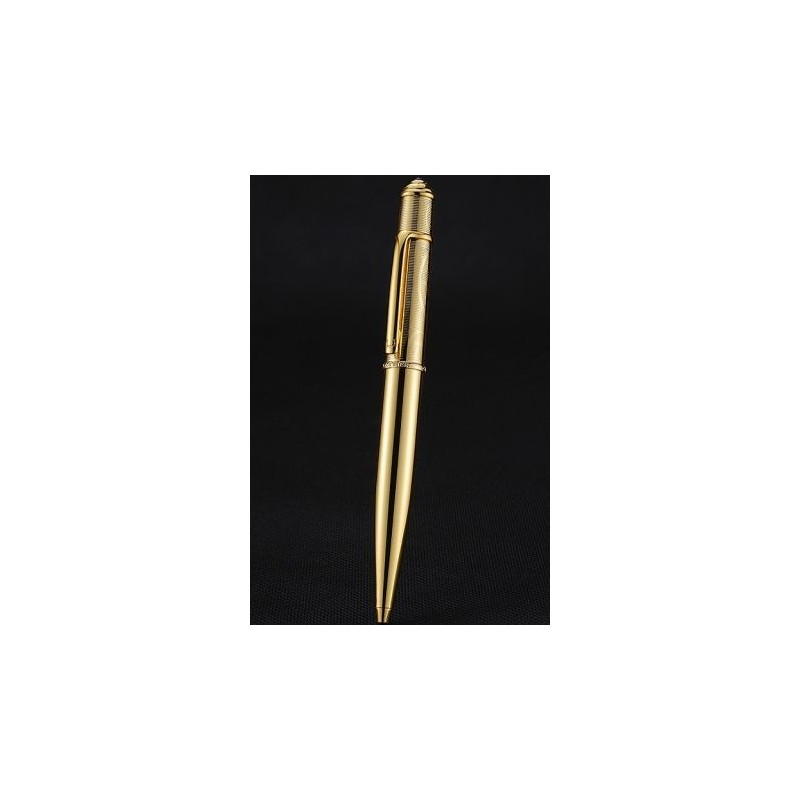 Cartier Luxury Yellow Gold Ballpoint Pen Engraving  Upper Tube Effortlessly Writing Experience PE064