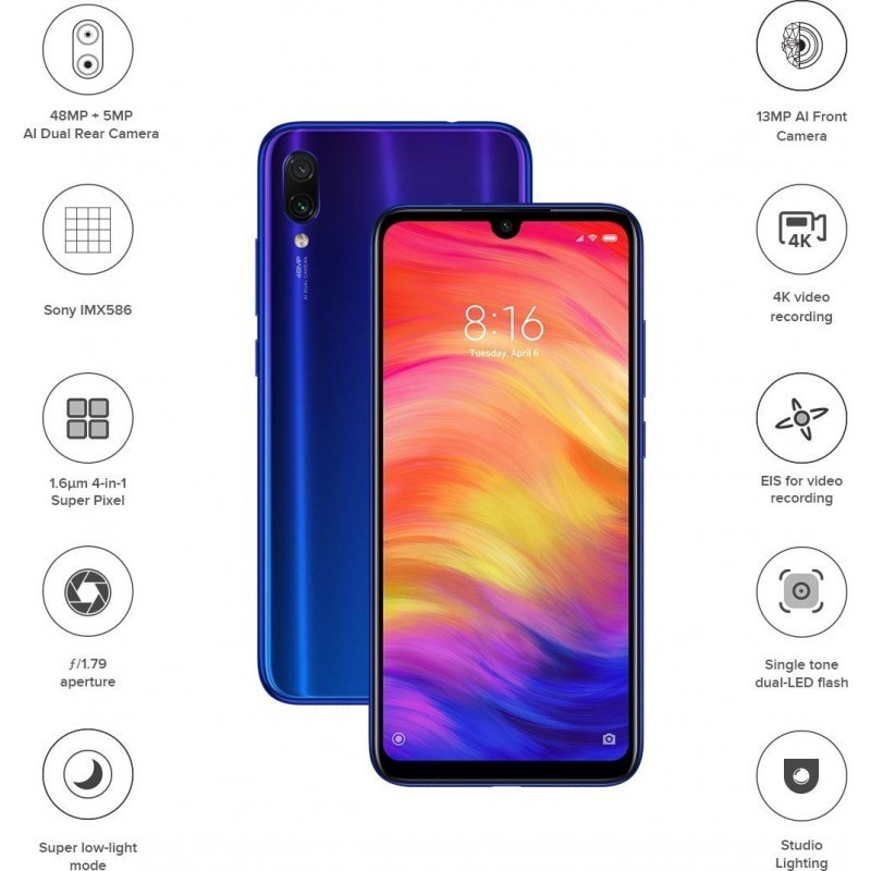 Redmi Xiaomi Note 7 Pro Phone Neptune Blue 4gb 64gb 0398