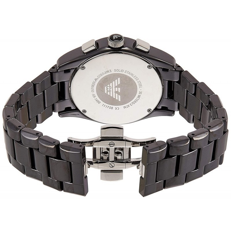 Emporio armani ceramic chronograph black dial men's watch - ar1400