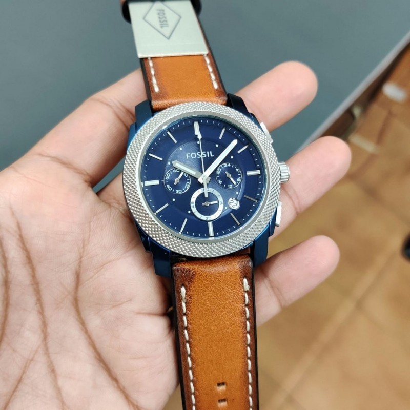 Fossil fs5232 blue dial brown leather strap men’s watch