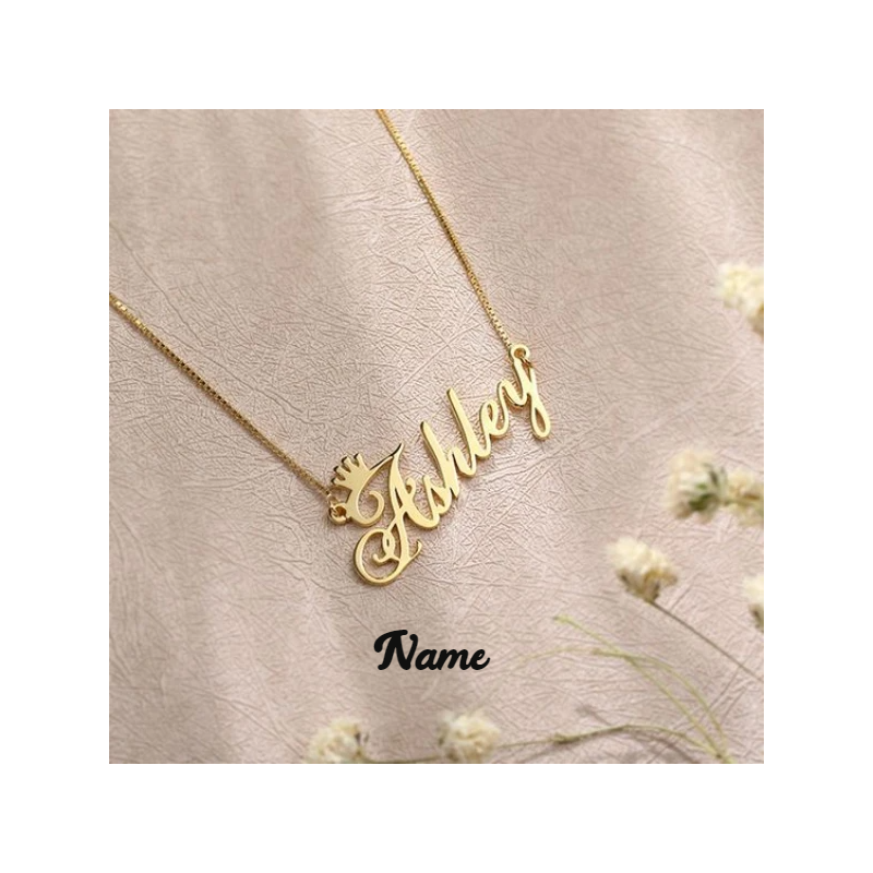 GOLD PLATED NAME PENDANT CROWN